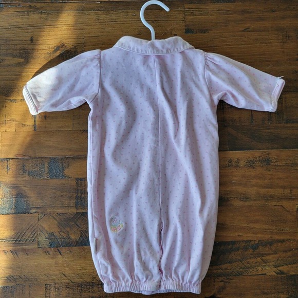 McBaby Vintage Light Pink W/ Hearts & Animals Collared Sleep Sack Button Up - Picture 4 of 11